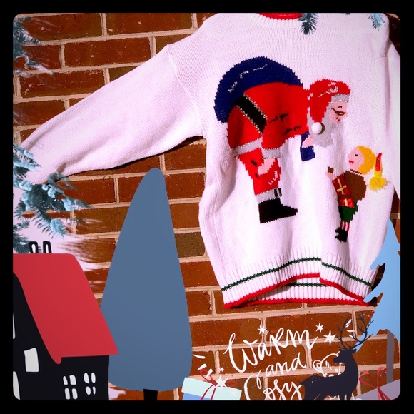 Cute Santa 3D girl Ugly Bravo Sweater Fits large - Picture 2 of 4